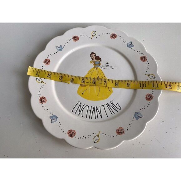 Rae Dunn Disney Princess Belle “Enchanting” Scalloped Ceramic Dinner Plate NEW - Picture 6 of 8
